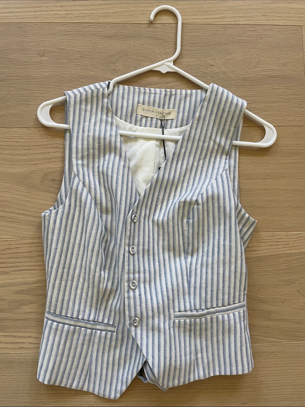 Stitch & Feather Women's Blue Stripe Vest